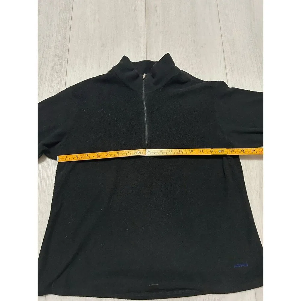 Patagonia Capilene‎ 1/4 Zip Fleece Black Women's Sz M Warm Base Layer Vintage